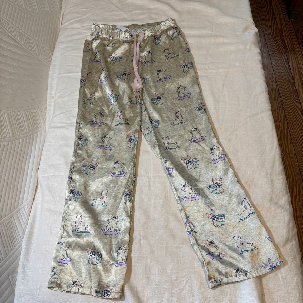 Justice Girls Size 10 Pajama Pants Satin Cats Dogs Llama Animal Print Sleepwear